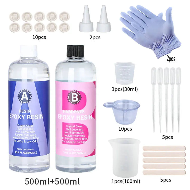1:1 Crystal Clear Epoxy Resin Kit – High Gloss, Bubble-Free Art Resin for Coating, Casting & DIY Jewelry Making