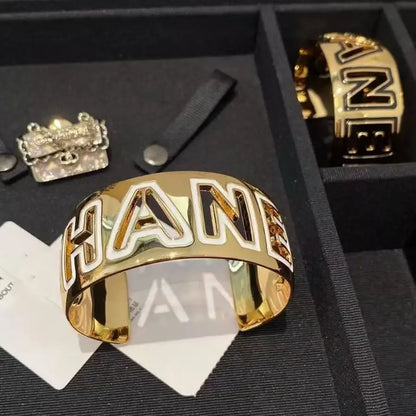 Gold Enamel Hollow Narrow Bracelet & Colorful Earrings Set — Classic Fashion, Lightweight Alloy Jewelry with Luxury Look