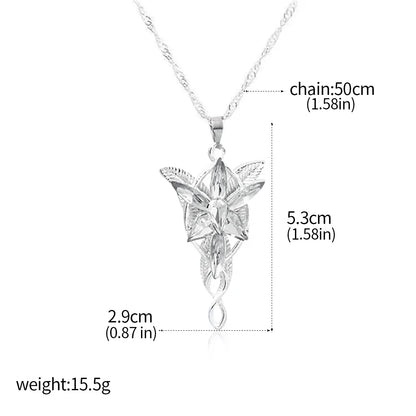 Lord of the Rings Arwen Evenstar Necklace – Elf Princess Crystal Pendant Choker Jewelry Gift for Women