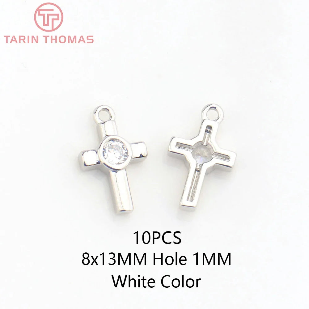 24K Champagne Gold Cross Charms - Small Brass DIY Jewelry Pendants & Craft Accessories