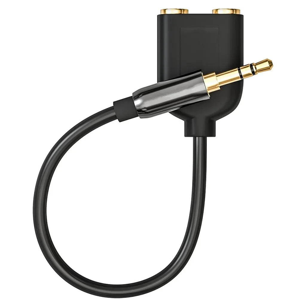 3.5mm Stereo Audio Y Splitter Cable – Hi-Fi Sound Extension Converter, 1 Male to 2 Female Headphone Jack Adapter