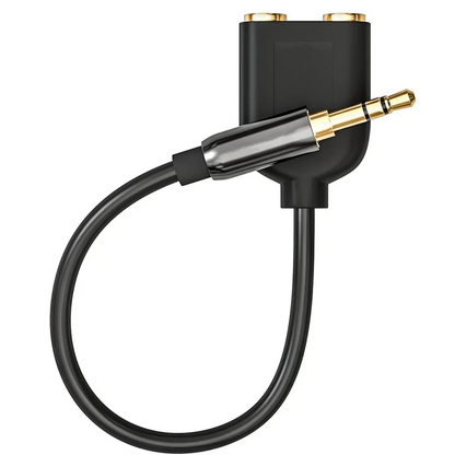 3.5mm Stereo Audio Y Splitter Cable – Hi-Fi Sound Extension Converter, 1 Male to 2 Female Headphone Jack Adapter