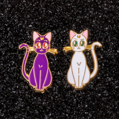 6PCS Anime Star & Moon Metal Keychains — Sailor Moon Tsukino Usagi & Luna Cat Cosplay Props, Pendant Jewelry Ornament