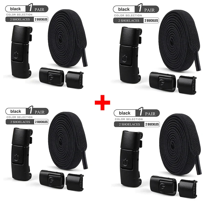 8mm No-Tie Elastic Shoelaces – Press Lock Flat Laces for Sneakers, Kids & Adults