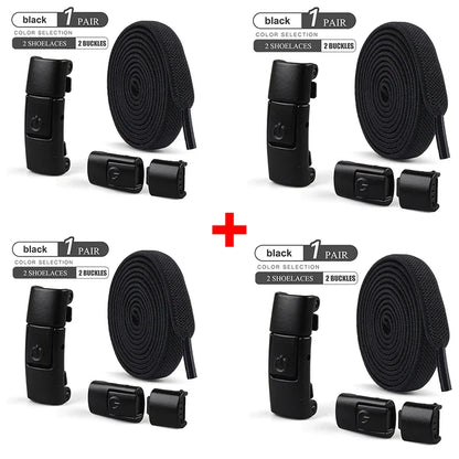 8mm No-Tie Elastic Shoelaces – Press Lock Flat Laces for Sneakers, Kids & Adults