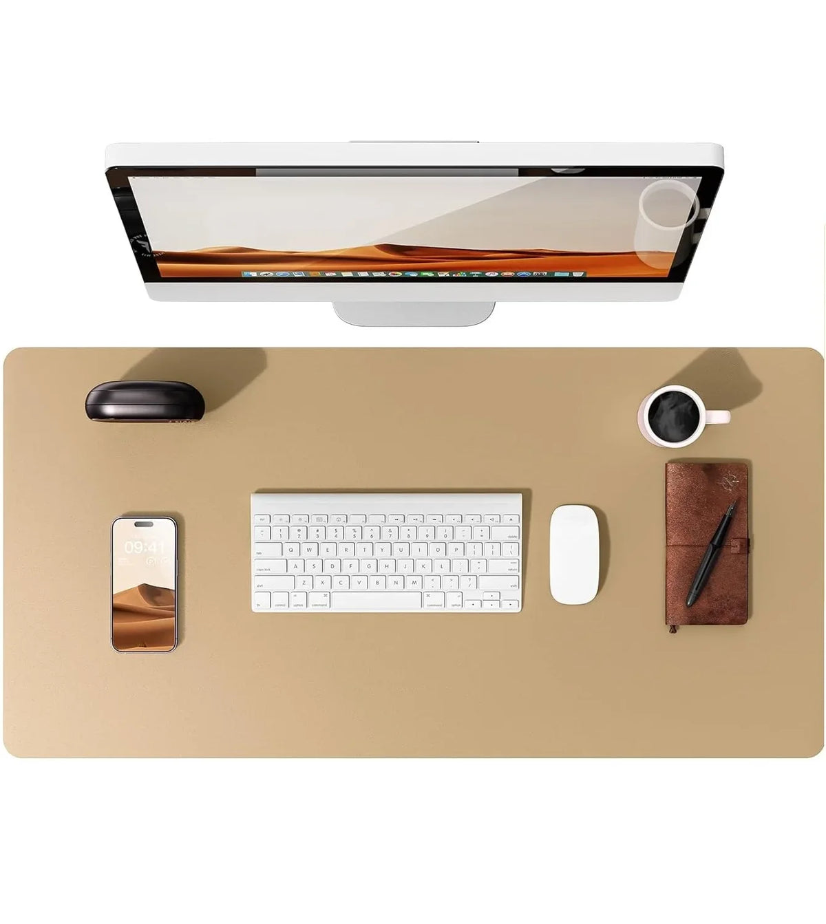 Large Leather Mouse Pad Desk Mat - Non-Slip PU Leather Office Desk Protector for Laptop & Workspace Setup