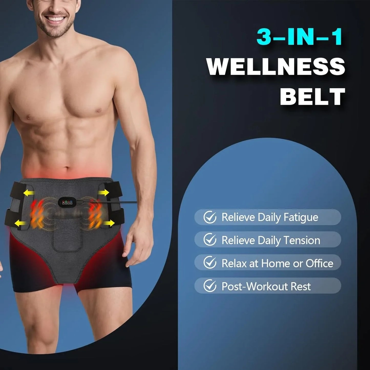 660nm Red Light Therapy Device for Men – 162-LED Prostate Therapy Wrap Belt & Panties with 3 Heat Levels for Pain Relief