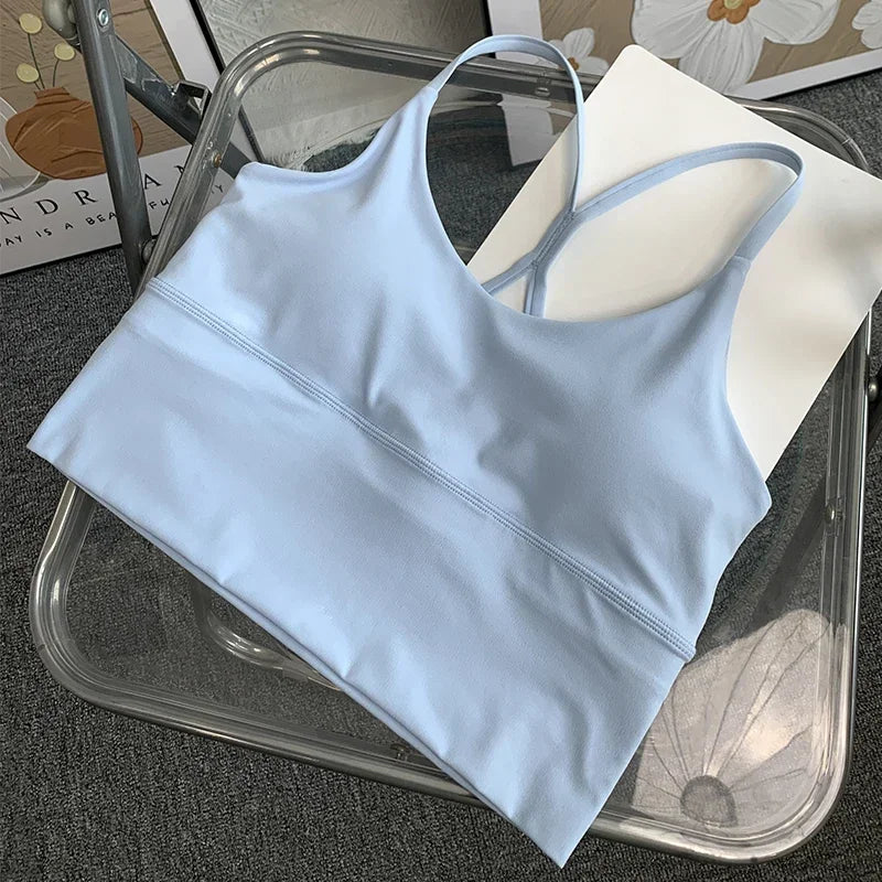 Women’s Sexy Crossback Yoga Crop Top — Breathable, Shockproof Fitness & Running Sports Vest