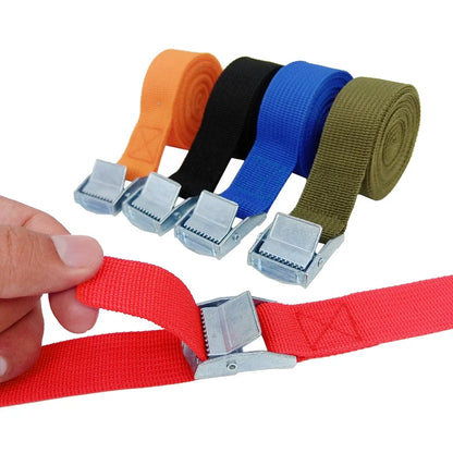 2pcs 4M Zinc Alloy Pressure Buckle Cargo Straps - Luggage & Car Tie-Down Tensioner Ratchet Belts