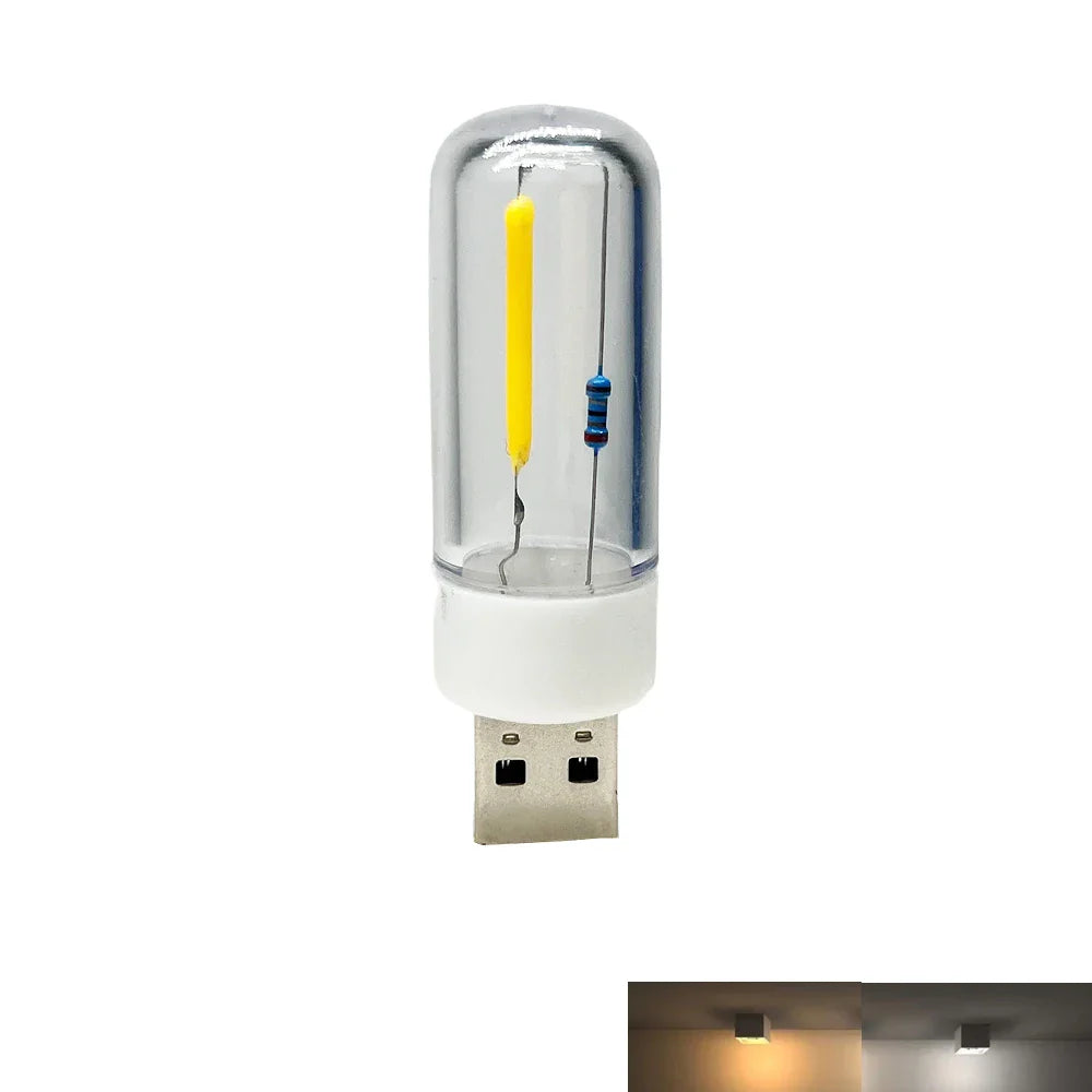 USB LED Camping Lamp - Portable 5V Night Light for Charging Treasure, Notebook, Mobile Power - Filament Bulb Lighting Solution