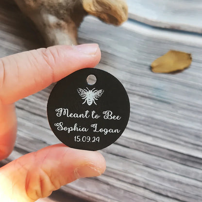 BY49 35mm Kraft & Black Paper Labels – Customizable Name & Date Wedding Decoration Stickers
