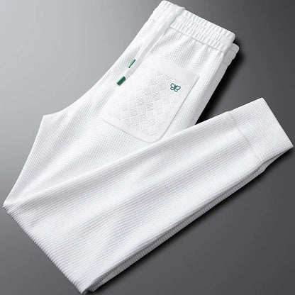 Men's Modal Casual Pants - Breathable Ice Silk Summer Sports Trousers with Elastic Waist & Butterfly Logo