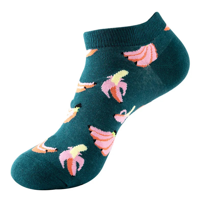 Combed Cotton Ankle Socks for Men & Women - Funny Beer, Fruit & Food Novelty Low Cut Socks (EU 38-43)
