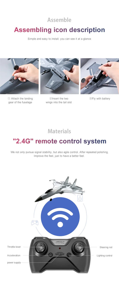 G1 Drone Glider RC Aircraft – 3-Channel Electric Foam Airplane for Beginners & Professionals, Remote Control Hand-Throwing Plane