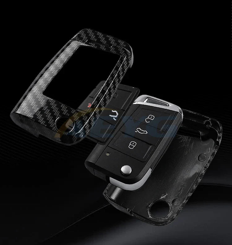 ABS Carbon Fiber Car Key Cover for VW, SEAT & Skoda – Fits Golf 7 MK7, Tiguan MK2, Ateca, Leon FR 2, Ibiza, Octavia