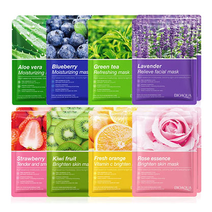 8PCS Natural Plant Facial Masks – Korean Skincare Hydrating, Moisturizing & Firming Face Care Set