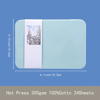Potentate A6 Watercolor Postcard Book – 300gsm Rough Cotton Paper in Tin Box for Travel Sketching & Art