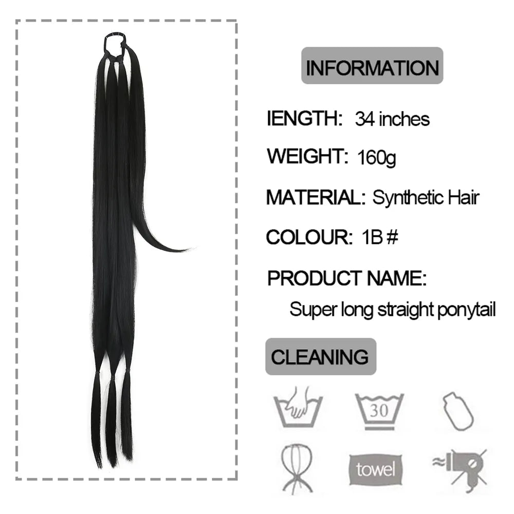 DIY Synthetic Ponytail Extensions : High-Temperature Fiber Hair Rope for Women's Boxing Braids - Black/Brown Ponytail