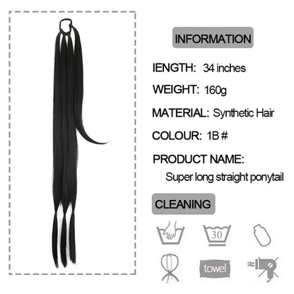 DIY Synthetic Ponytail Extensions : High-Temperature Fiber Hair Rope for Women's Boxing Braids - Black/Brown Ponytail