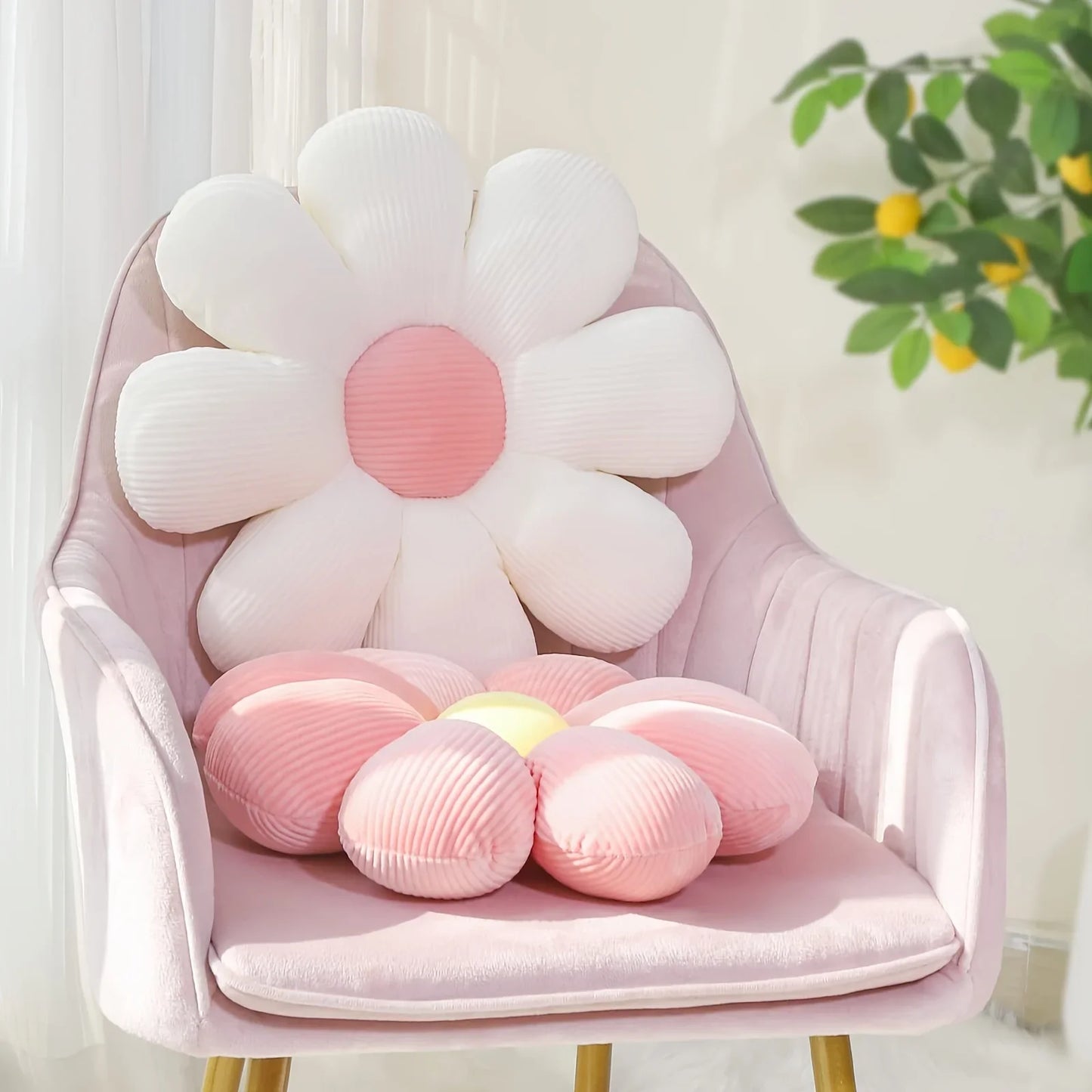 Sunflower Pillow & Daisy Seat Cushion – Plush Flower Mat for Office, Christmas, Halloween & Thanksgiving Gift