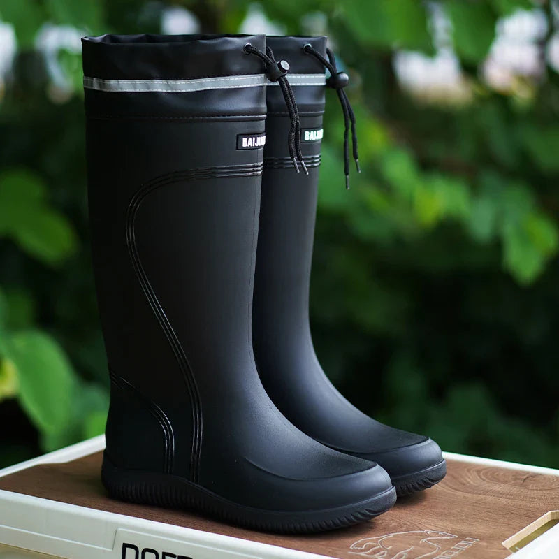 Men’s & Women’s High-End Rain Boots – Waterproof, Non-Slip Short & Mid-Calf Rubber Boots with Drawstring