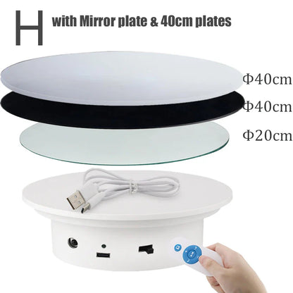 BFOLLOW 20/30/40cm Remote Control Electric Turntable – 360° Rotating Rechargeable Mirror Display Stand for Photography & Video