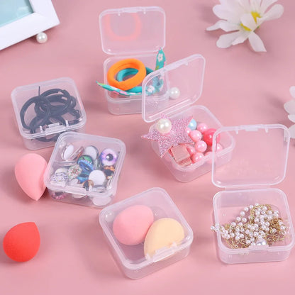 60/6PCS Mini Transparent Square Plastic Storage Boxes – Small Jewelry Organizer for Earrings & Packaging