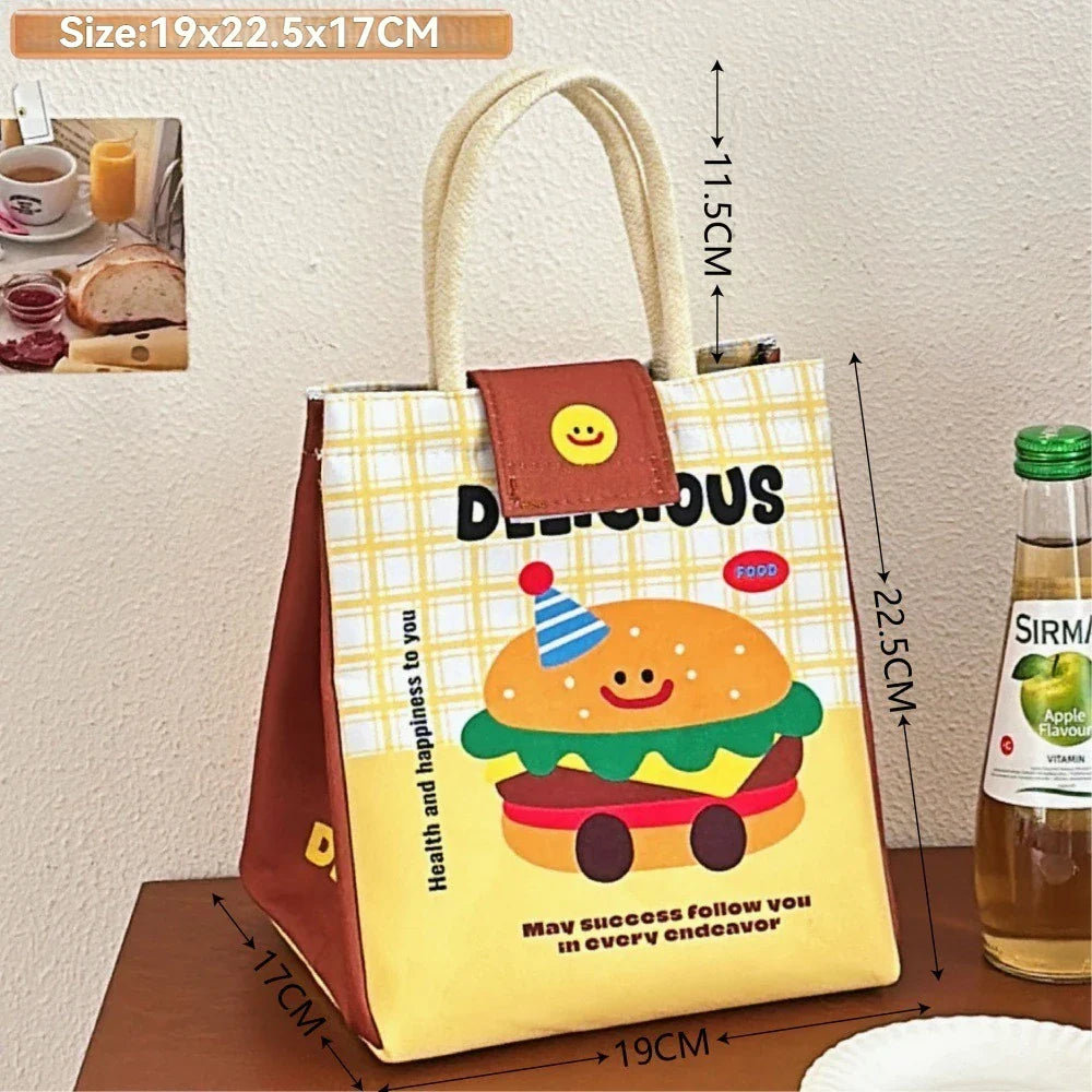 Cute Bento Lunch Bag – Large Capacity Insulated Tote for Office Workers, Students, and Fresh-Keeping Meals