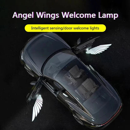 2Pcs Car Angel Wings Wireless LED Door Projector – HD Welcome Courtesy Shadow Lamp, Car Logo Light Accessories
