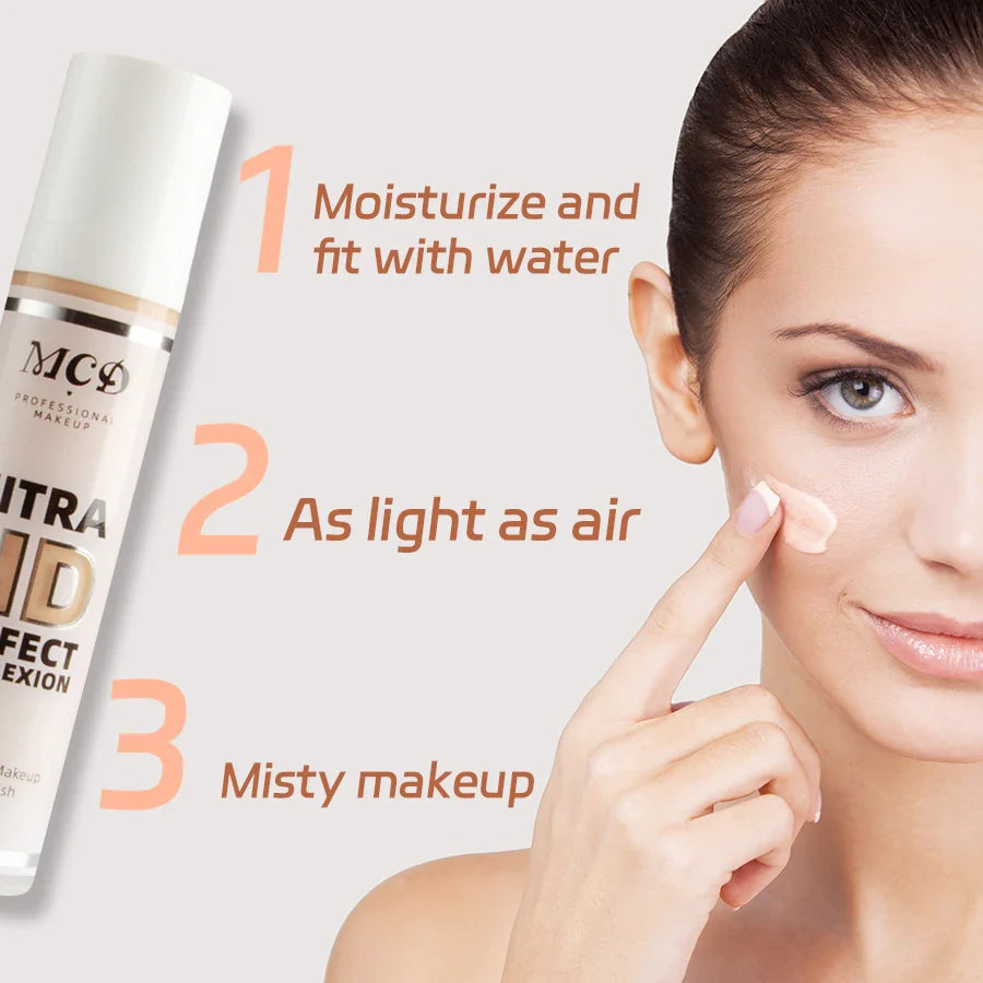 9-Shade Full Coverage Liquid Concealer & Foundation — Natural Matte Base Makeup