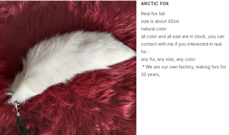 Real Fox Fur Tail Keychain – Large Natural Fur Pendant for Cosplay, Bags, Cars, and Women