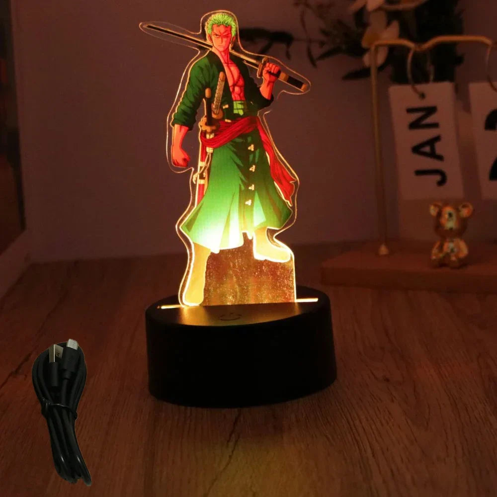 One Piece Luffy & Zoro Action Figures — 3D PVC Anime Lamp, LED Night Light Collectible Toy, Christmas Gift for Kids