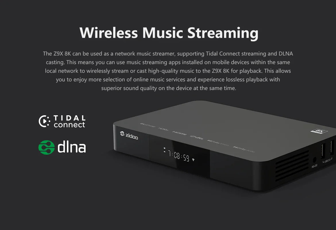 Zidoo Z9X 8K HDR Media Player - Android 11, Amlogic S928X-K, 6GB+64GB, VPU & VS10 Engine