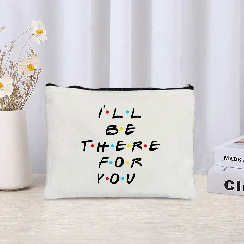 TV Show Friends Makeup Bag for Women - Travel Cosmetic Organizer, Eco-Friendly Canvas Pouch, Kawaii Purse and Pencil Case