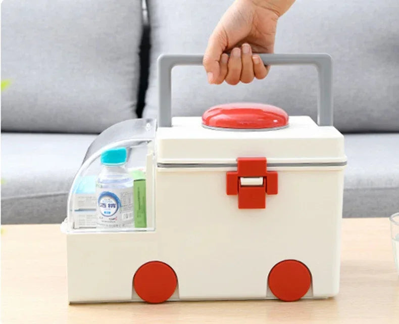 Portable Ambulance Medicine Box – Large Capacity Household Medical Storage & Classification Organizer