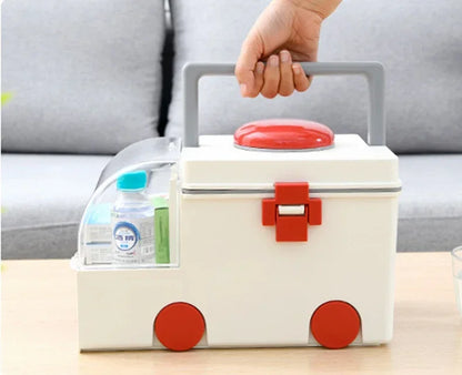 Portable Ambulance Medicine Box – Large Capacity Household Medical Storage & Classification Organizer