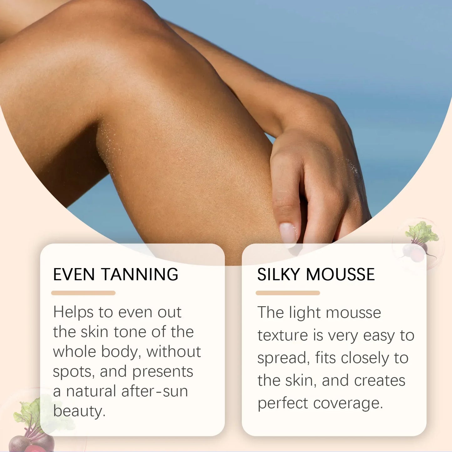 Body Self Tanning Mousse — Quick Natural Bronze Tan Foam for Face & Body, Sunless Fake Tan Bronzer