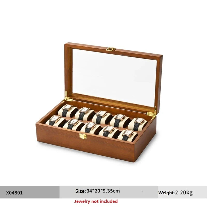 Oirlv 10-Slot Watch Box – Large Multifunctional Jewelry & Watch Organizer Display Case