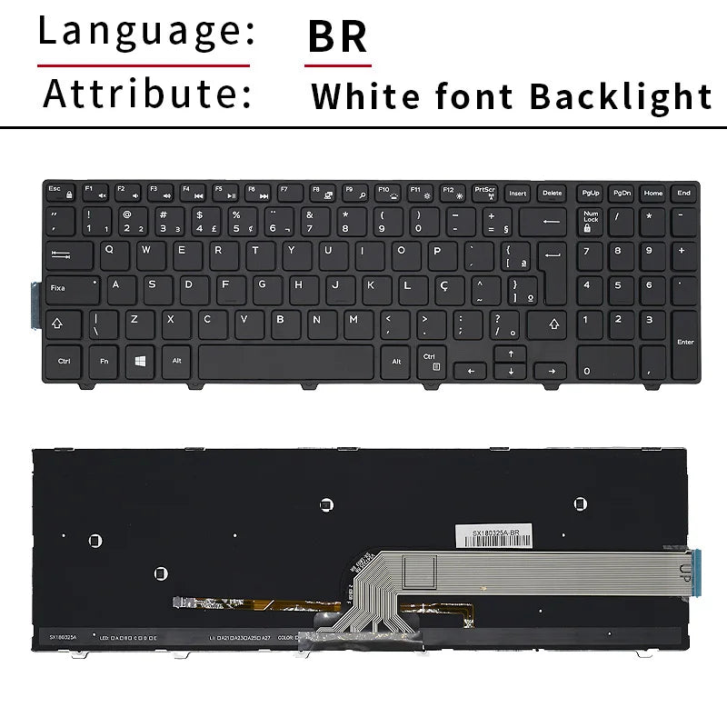 Dell Inspiron 15 Keyboard Replacement – BR/SP/US Russian Layout Backlit Keyboard for 3567 5577 5555 5557 5559 3543 5547 5549 5548 P39F P51F