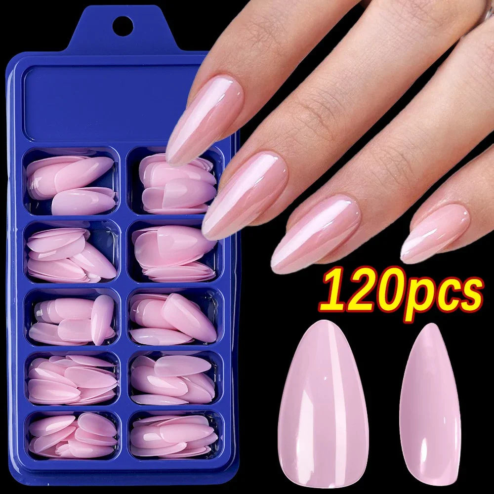 576PCS Colorful Press-On Fake Nails Set – Black & Red Oval/Square Short Full Cover Nail Tips for Salon-Style Nail Art
