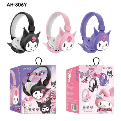 Sanrio Hello Kitty & Kuromi Wireless Bluetooth Headphones – Foldable Lightweight Earphones with Mic for Phones & Laptop