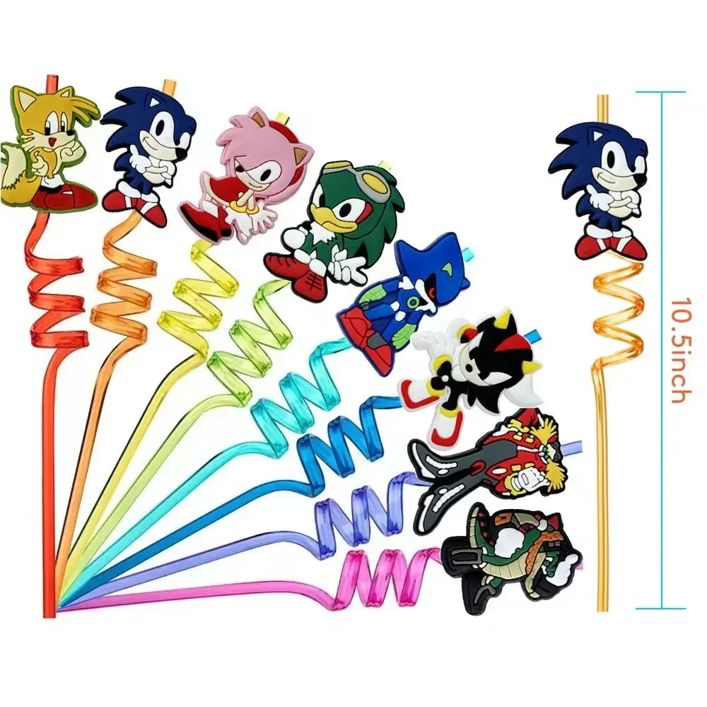 Sonic Cartoon Party Supplies Set – Disposable Tableware with Plates, Cups, Napkins & Balloons for Boys’ Birthday & Baby Shower Decor