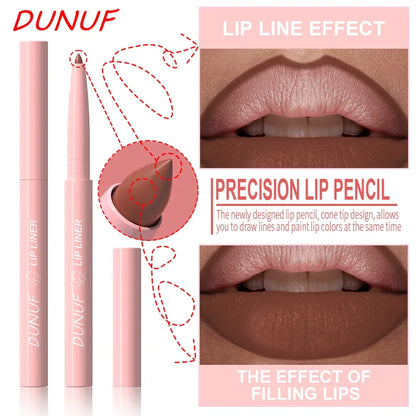 Matte Red Brown Lip Liner Pencil – Waterproof Slim Lip Contour Pen with Tapered Nib Long-Lasting Lip Stain
