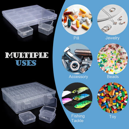 Bead Organizer Box — Clear Plastic Storage Containers with Hinged Lids for Crafts & Jewelry