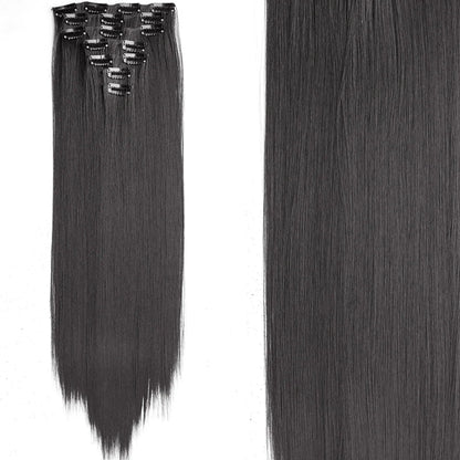 Women’s 7Pcs Hair Extensions with 16 Clips – Natural Black Straight Ombre Hairpiece