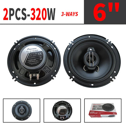 6 Inch 640W 3-Way Universal Car Coaxial Speakers - Full Range HiFi Auto Stereo with Non-Destructive Installation