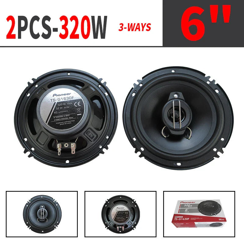 6 Inch 640W 3-Way Universal Car Coaxial Speakers - Full Range HiFi Auto Stereo with Non-Destructive Installation