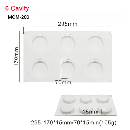 7-Option Flat Round Silicone Cake Molds — DIY Mousse, Chocolate, Dessert, Pudding & Jelly Baking Tools
