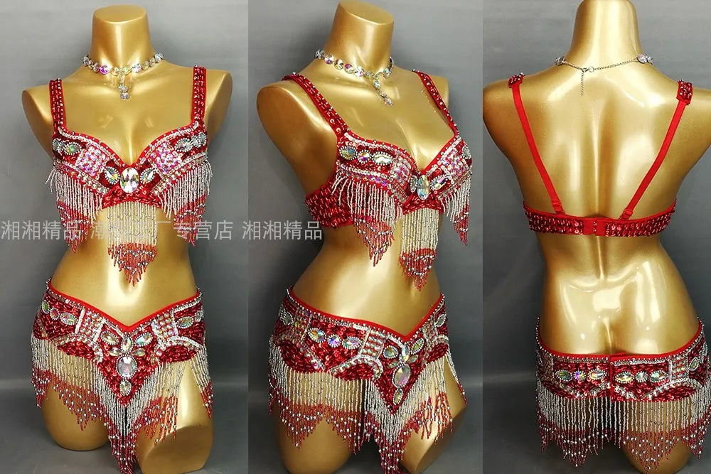 Sexy Girl Belly Dance Costume Set – Bra & Belt Set in 10 Colors for Ladies Bellydancing