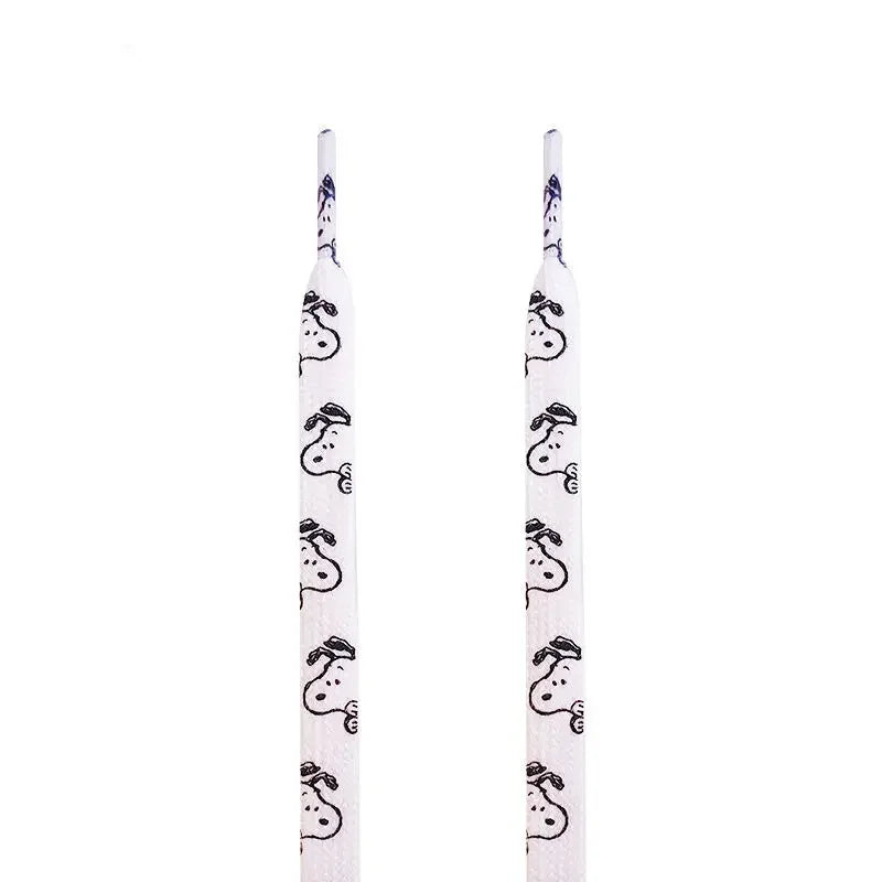 Snoopy Thick Flat Shoelaces – Non-Elastic Athletic & Casual Sneaker Accessories